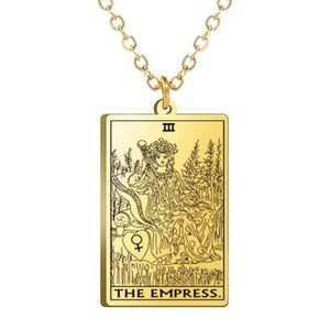 18k Gold Vintage Tarot Card Necklace Pendant